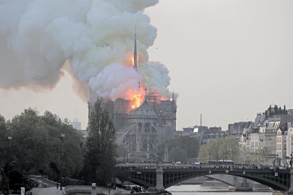 Cathedral of Notre-Dame of Paris on fire