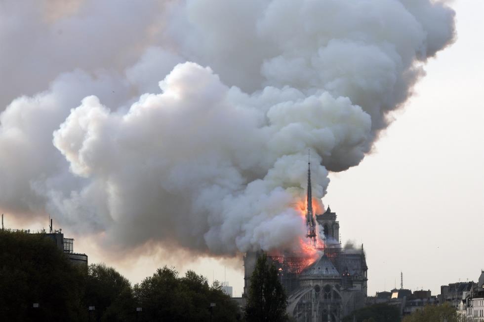 Cathedral of Notre-Dame of Paris on fire