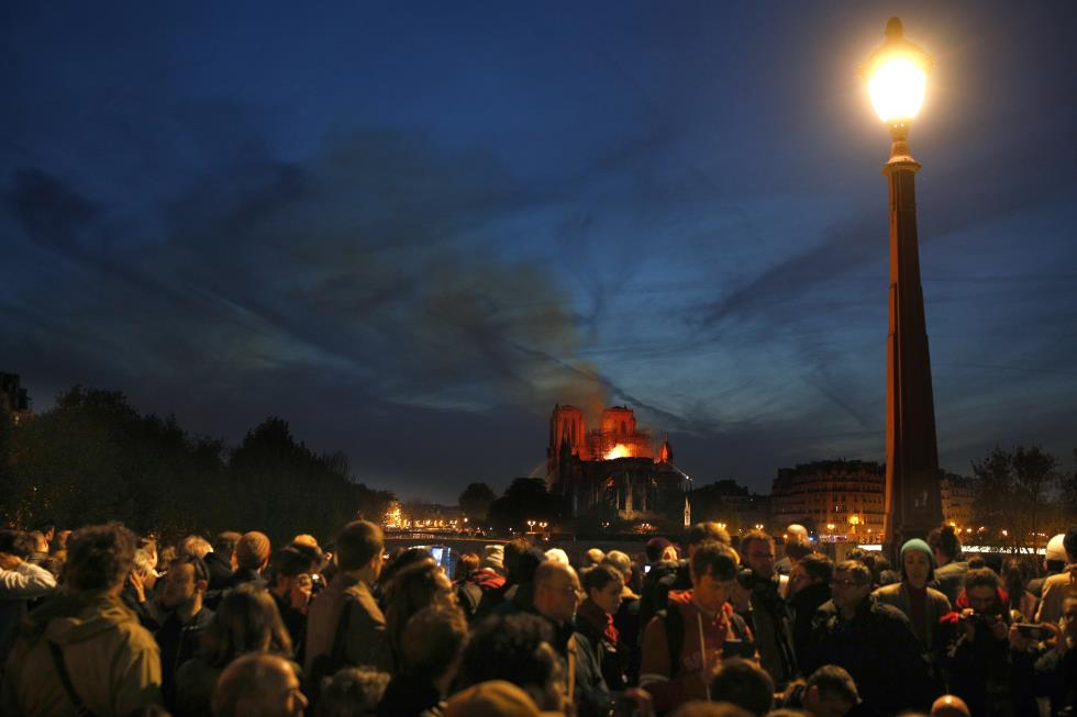 Cathedral of Notre-Dame of Paris on fire