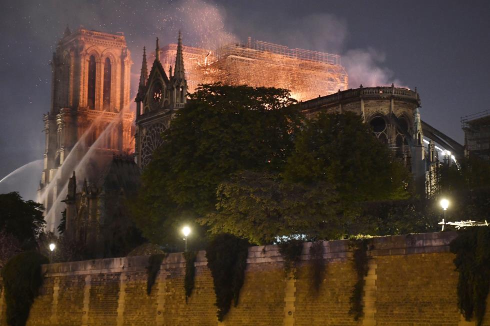 Cathedral of Notre-Dame of Paris on fire
