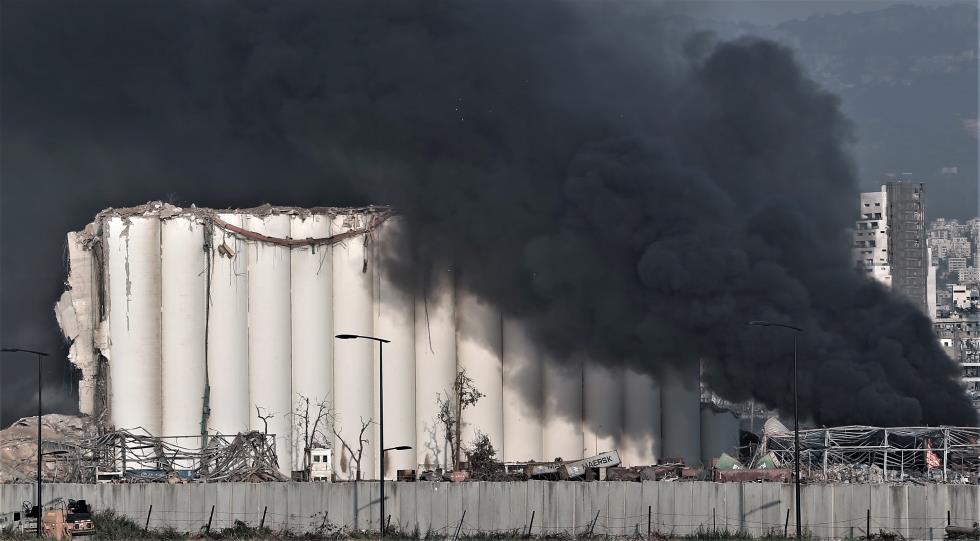 Large explosion in harbor area rocks Beirut